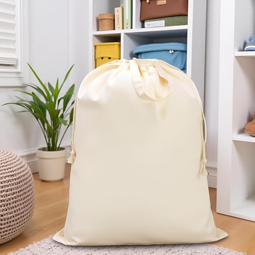 Canvas Laundry Bag 33"Wx 35"H, Thick Canvas Laundry Bag with Handles & Drawstring, Extra Large Heavy Duty Washable Basket Liner Hamper Liner Storage Sack (Beige XL, 2 Pack) - color: Beige, size: XL 33"W x 35"H┃2 Pack