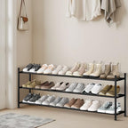 STORAGE MANIAC Long Expandable Shoe Rack, 18 Pairs Metal Wide Stackable Shoe Rack, Adjustable Shoes Shelf, Freestanding Shoes Organizer for Closet, Entryway, Hallway, Garage, Front Door, 3 Tiers - size: 3-tier