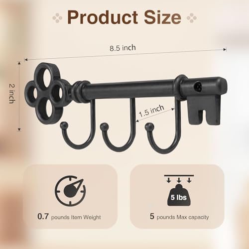 Classic Wall Mounted Key Holder Hook Rack, Vintage Key Rack for Entryway(Bronze Grey) - color: Bronze Grey