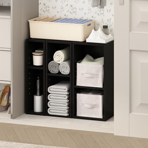 Furinno Reed 2-Tier Closet Organizers and Storage, Closet Organizer, Open Shelf Closet Storage, for Wardrobe, Bedroom, Living Room, 10-Inch Width, Blackwood - color: Blackwood, size: 2-Tier; 9.8" W