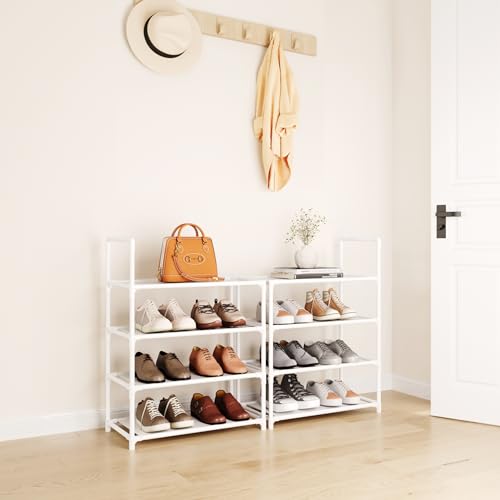 8-Tier Tall Shoe Rack for Closet, Entryway, Adjustable Sturdy Durable Shoe Shelf,Narrow Shoe Stand Organizer (18" W×10" D×58" H,White) - size: 8-Tier-White(18" W×10" D×58" H)