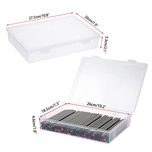 BTSKY Clear Plastic Storage Box with Flap Lid, Multipurpose Craft Organizers and Storage Box Art Supply Storage Organizer Plastic Sewing Box for Beads Pencils Notebooks, 2 Pack Medium - size: Medium-2 Pack