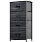 YITAHOME Dresser with 4 Drawers - Fabric Storage Tower, Organizer Unit for Hallway, Closets - Sturdy Steel Frame, Wooden Top & Easy Pull Fabric Bins, Black Wood Grain - color: Black Wood Grain, style: 4-Drawer