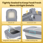 HOYTAMDA 25-35Lbs Rice Container,Collapsible Airtight Food Storage Containers with Wheels,Handle,Rice Storage Container with Small Bin and Scoop,Rice Dispenser for Flour Sugar Cereal Grain Dog Cat - color: Grey/25-35lbs