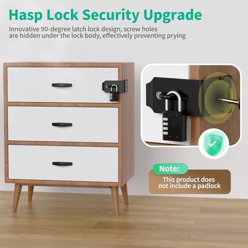 90 Degree Hasp Latch, Heavy Duty 304 Stainless Steel Padlock Hasp Lock for Right Angle File Cabinet, Desk Drawer, Tool Box, Mailbox, Bookcase (Black-4pcs) - color: Black-4pcs