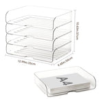 4-Tier Large-Capacity Paper Organizer, Clear Stackable Desk Organizer & Acrylic Paper Tray, Transparent & Easy Access,Desk File Organizer for Home Office & School