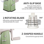 Upgrade Rotary Cheese Grater Shredder with Handle, Strong Suction Base, Multi-purpose Rotary Grater Slicer with 5 Interchangeable Blades for Ice, Vegetables, Fruit, Nuts with Blade Storage Box - color: White+Green