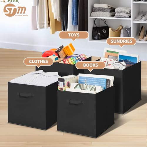 STORAGE MANIAC Storage Cubes, 13 Inch Collapsible Storage Bins with Handles, 4 Pack Fabric Foldable Bins for Organization, Durable Storage Bins for Closet, Shelves, Offices, Toys, 4-Pack Black - color: Black-4 Pack, size: 13 INCH