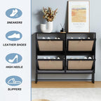 Shoe Cabinet, Shoe Storage Cabinet with 4 Flip Drawers, Freestanding Shoe Organizer Shoe Rack for Entryway, Hallway, Living Room (Black - 4 Tiers) - color: Black - 4 Tiers