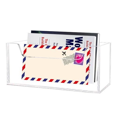 Mail Holder for Table, Acrylic Letter Holder Box for Desk or Wall Mount, Mail Organizer Countertop, Clear - color: Clear