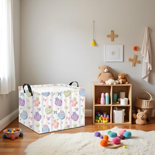 HIYAGON Rectangular Easter Basket Fabric Storage Bin Boxes Collapsible Baby Girl Basket for Clothes Books Shelves Basket(Bowknot Egg) - color: Bowknot Egg
