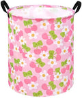 KUNRO Kids Laundry Hamper Clothes Gift Basket Storage Laundry Baskets Organizer Bin with Handles for Nursery Room (Pink Cherry) - color: Cherry