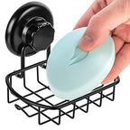 HASKO accessories Suction Soap Dish with Hooks - Super Powerful Vacuum Suction Cup Shower Soap Holder - Rustproof Stainless Steel SS304 Soap Basket - Sponge Holder for Bathroom & Kitchen (Black) - color: Black