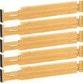 Lifewit 2.36" High 5 Pack Bamboo Drawer Dividers, 14.2-22" Expandable Kitchen Drawer Dividers, Adjustable Drawer Dividers for Clothes, Drawer Separators for Dresser, Kitchen, Bedroom, Bathroom