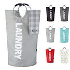 Caroeas 100L Laundry Basket,Large Laundry Hamper, Laundry Bag with Padded Handles, Clothes Hamper Stands Up Well, Collapsible Free Standing Easy Storage Washing Bin (Light Grey,100L) - color: Light Grey, size: 100L