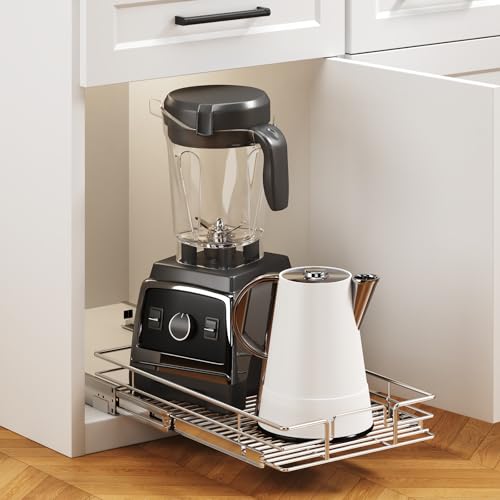 Pull Out Cabinet Organizer 10½" W x 18" D, Heavy Duty Cabinet Pull Out Shelves, Slide Out Drawers Organization for Kitchen Cabinets Bathroom - color: 1 Tier, size: 10½"W x 18"D