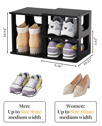 HAIXIN Shoe Organizer Rack for Small Spaces 5 Tier Plastic Vertical Narrow Shelves for Closet Black Shoe Holder, Stand for Entryway Storage Boots Organizer Stackable Cabinet - color: Black, size: 5 Tier