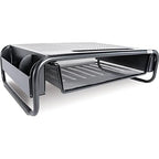 Allsop 32166 Metal Art Organizer 5 Riser Monitor Stand with Drawer and Side Caddies, Black
