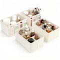 VERONLY Cosmetic Storage Bins Makeup Organizer, Adjustable Multifunction Storage Box Desk Drawer Divider for Makeup Brushes, Bathroom Countertop or Dresser, Set of 4 - style: Beige 4PC