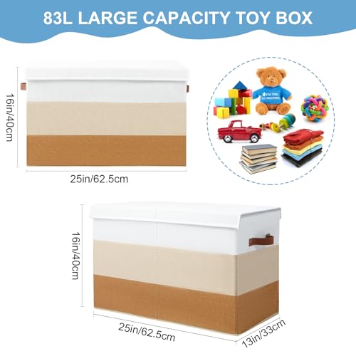 Mayniu Large Toy Box Chest with Divider, Sturdy Toy Storage Bin Organizer Baskets with Lid for Kids, Boys, Girls, Nursery, Living Room, Bedroom, Playroom, Closet, 25"x13" x16"(Gradient Brown) - color: Large Gradient Brown