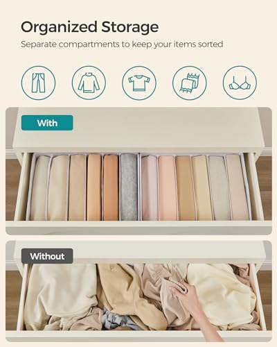 SONGMICS Set of 6 Large Size Wardrobe Clothes Organizers, 6-Compartment Foldable Drawer Organizers with Handles, 16.5 x 11.8 x 6.7 Inches, for Pants, Sweaters, Jeans, Cloud White URUS009W03 - color: Cloud White, size: 6 Pack