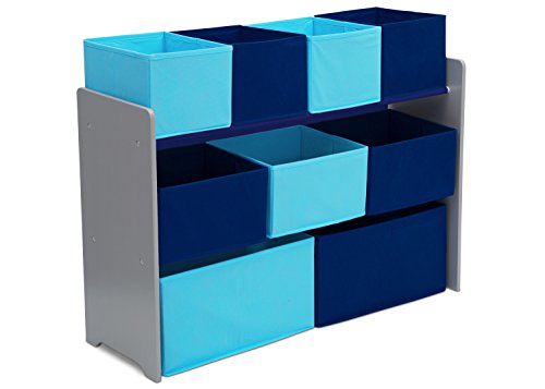 Delta Children Deluxe Multi-Bin Toy Organizer with Storage Bins, Grey/Blue Bins - color: Grey/Blue Bins, style: Organizer
