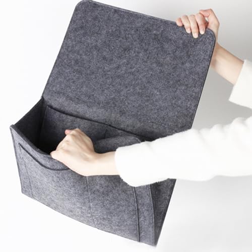 Bringsine 5 Pockets Bedside Caddy, Felt Bed Storage Organizer Hanging Bag Holder for Magazine Book Phone Tablet iPad Cables Remote and Glasses Holder Home Dorm Bed Sofa-Dark Gray - color: Dark Gray, size: 5 Pockets + Glasses Holder