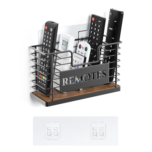 Remote Control Holder, 5-Slot TV Remote Holder Wall Mount, Universal Remote Caddy Large Size Design for Wall Table Living Room Bedroom, Easy Installation - color: Black-5 Slot