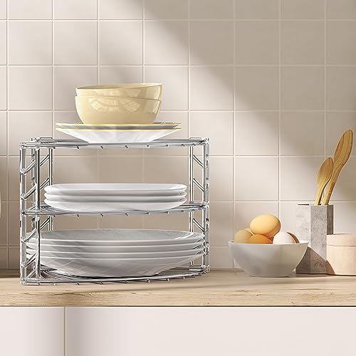 Simple Houseware 3-Tier Counter Corner Shelf Organizer, Chrome - color: Chrome
