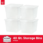 IRIS USA 4-Pack Storage Bins with Lids, 36 Quart, Clear Stackable Containers Box Organize Shoes Closet Shelves Clothes Blankets Towels - BPA-Free Plastic - size: 36 Qt, style: 4 Pack