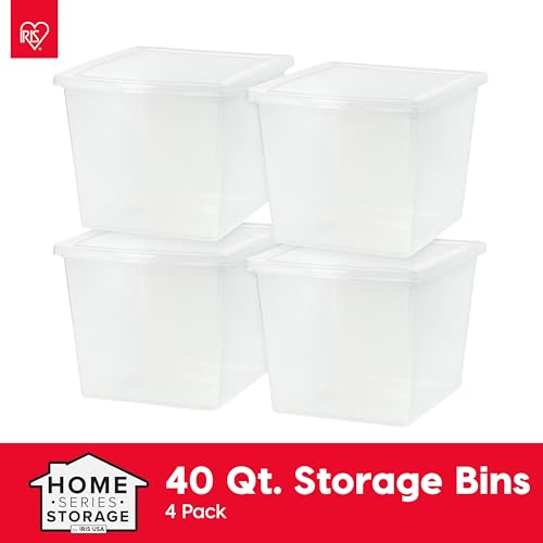 IRIS USA 4-Pack Storage Bins with Lids, 36 Quart, Clear Stackable Containers Box Organize Shoes Closet Shelves Clothes Blankets Towels - BPA-Free Plastic - size: 36 Qt, style: 4 Pack