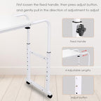 Arlopu Overbed Table with Wheels,60.6-84.2 inches Mobile Bed Desk,Rolling Computer Desk, Laptop Cart,W/0-65°Tilt Stand,4 Heights and 6 Lengths,Side Storage Basket,for Home,Office and Hospital (White) - color: White