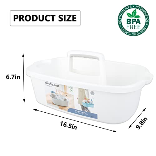Large Cleaning Supplies Caddy Portable Shower Basket Supply Organizer with Handle Plastic Bucket Tool Storage for Bathroom, Bedroom, Kitchen, College Dorm, Garden, White - color: White, size: Large, 1pc