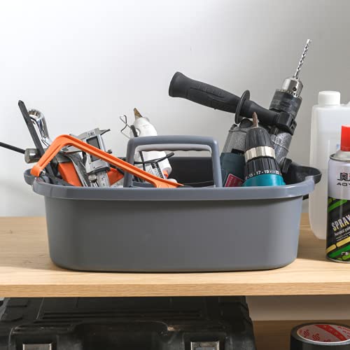Cleaning Caddy Organizer with Handle, Gray Plastic Bucket for Cleaning Supplies Products, Cleaning Tool Storage Tote, 2 Pack - color: Gray, size: 2 Pack