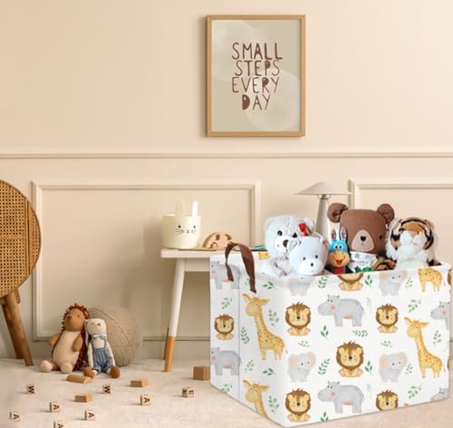 HIYAGON Baby Basket Woodland Toy Storage kids Baby Boy Girls Basket Rectangular Storage Bin Organizer Boxes for Room Decor Books(Baby Hamper) - color: Baby Hamper