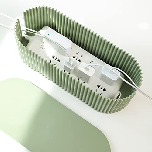 FABROK Cable Management Box, Cord Organizer Box with 10 Cable Ties, Power Strip Storage to Hide Charger Adapter Power Cord Charging Station(Small/Green) - color: Green, size: Small (1 Pack)