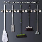 Mop and Broom Holder Wall Mount, 2PCS Heavy Duty Stainless Steel Broom Hanger Wall Mounted Broom Organizer Garage Organization Tool Organizer Storage for Laundry Room Home Garden Garage