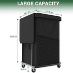 40 Gal(150L) High Grade Large Laundry Basket with Wheels, Rolling Laundry Hamper, Laundry Cart with Metal Frame and Removable Bag Design, Suitable for Laundry Room (Black, 150L) - color: Black, size: 1 Section 150L