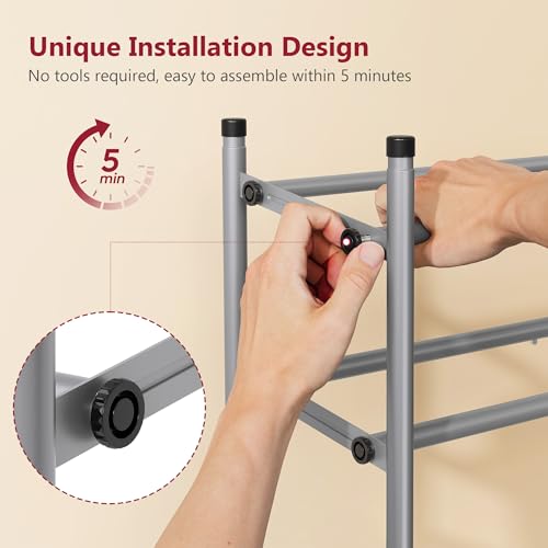Tajsoon 2 Tier Expandable Shoe Rack for Closet, 28“-41“Adjustable & Stackable Shoe Shelf Storage, Metal Shoe Rack Organizer for Front Door Entrance, Closet, Garage, Entryway, Grey - color: Grey, size: 2 Tier