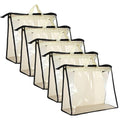 5 PCS Hanging Handbag Storage Organizer Non-Woven Transparent Dust-proof Homewares Purse Wallet Closet Storage Bag with Zipper and Handle (XL) ﻿