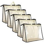 5 PCS Hanging Handbag Storage Organizer Non-Woven Transparent Dust-proof Homewares Purse Wallet Closet Storage Bag with Zipper and Handle (XL) ﻿