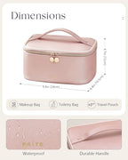 Prite Makeup Bag, Large Capacity Portable Travel Cosmetic Bag, Waterproof Makeup Organizer for Women with Handle and Divider (002 Pearl Pink) - color: 002 Pearl Pink