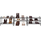 Simple Houseware 3-Tier Stackable Mesh Shoe Rack, Black - color: Black, style: Mesh Panel