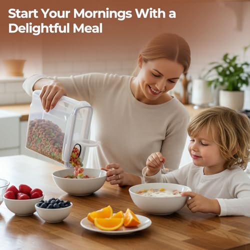 ComSaf 6.7Qt Cereal Storage Container Set of 2 - Ideal for Home Cooks Storing Cereal and Organized Families Organizing Bulk Food，Large Cereal Dispenser Keeps Pantry and Kitchen Countertop Neat - size: 6.7Qt-Rectangle