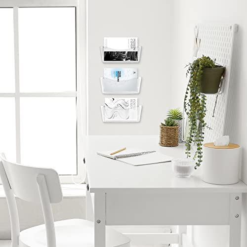 Colarr 6 Pack Expandable Pocket Wall File Holder Plastic Hanging Wall Organizer Space Saving Wallmount File Holder for Office Mail Letter Magazine(Clear) - color: Clear