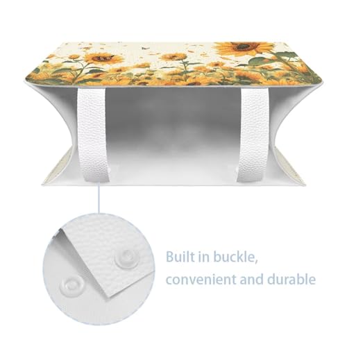 Pu Leather Tissue Box Cover Modern Snowflake Rectangular Tissue Box Tissue Box Cover Holder Rectangular Tissue Box for Bathroom Living Room Sunflower Print - color: Sunflower Print