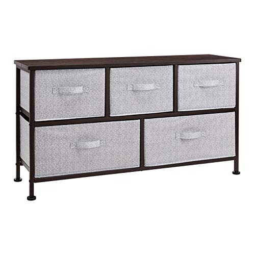 Amazon Basics Extra Wide Fabric 5-Drawer Storage Organizer Unit for Bedroom Closet, Bronze - color: Bronze