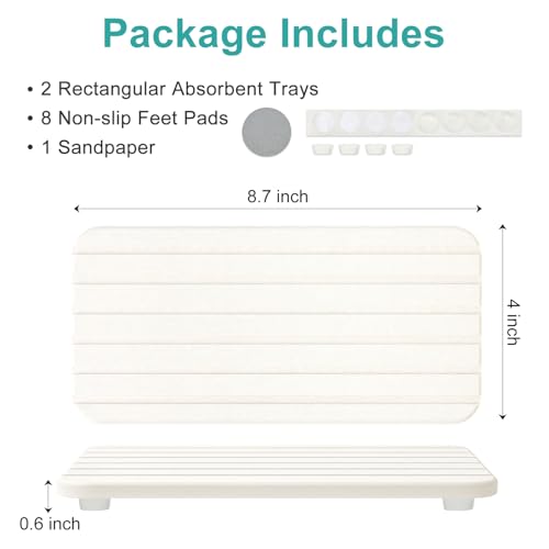 Diatomaceous Earth Dish Drying Mat for Bathroom Sink Tray Kitchen Counter Soap Dish White Diatomite Stone Sink Trays Absorbent Coasters Water Absorbing Stone Quick Drying Tray Kitchen Sink Accessories - color: White Diatomite