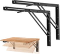 Ravinte 2 Pack 24 Inch Folding Shelf Brackets – Matte Black, Heavy Duty Collapsible Brackets for Tables and Benches – Space-Saving Design - size: 24 Inch