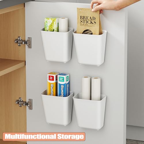 4Pcs Kitchen Cabinet Door Storage Bins, Wall Mount Organizer of Small Items, Basket for Wardrobe Bathroom Refrigerator Pantry Office - color: 4Bins